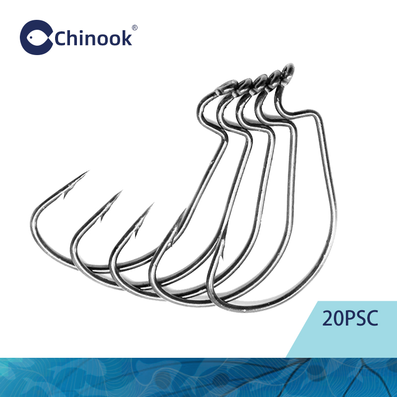 Chinook 20pcs Wide worm Texan  - Fishing Hook Barbless 评论和价格