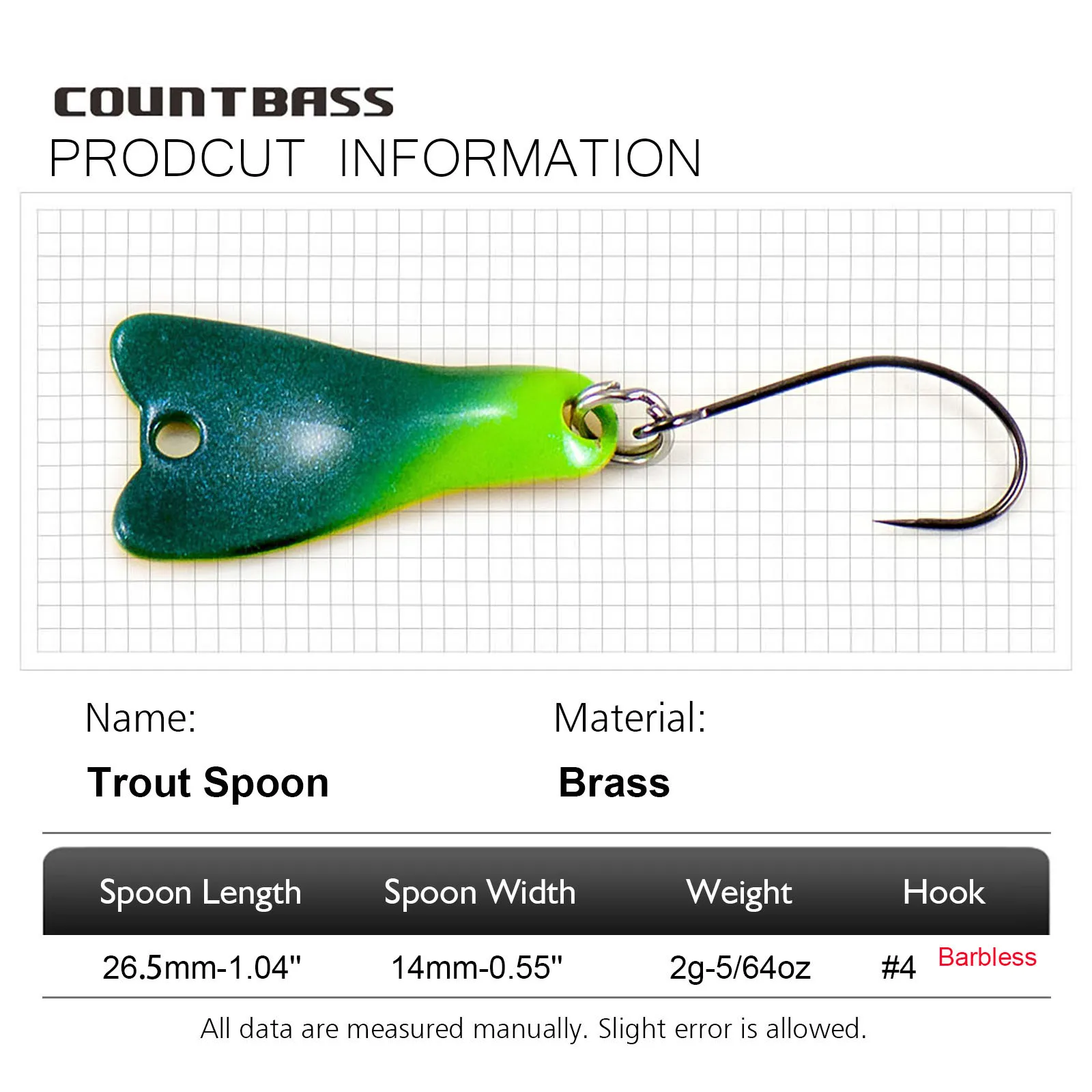COUNTBASS 5/64oz 2g Casting Sp - Fishing Hook Barbless 评论和价格
