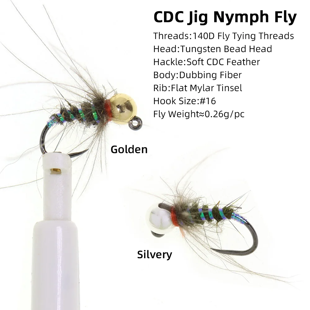 4pcs #16 Tungsten Beadhead CDC - Fishing Hook Barbless 评论和价格