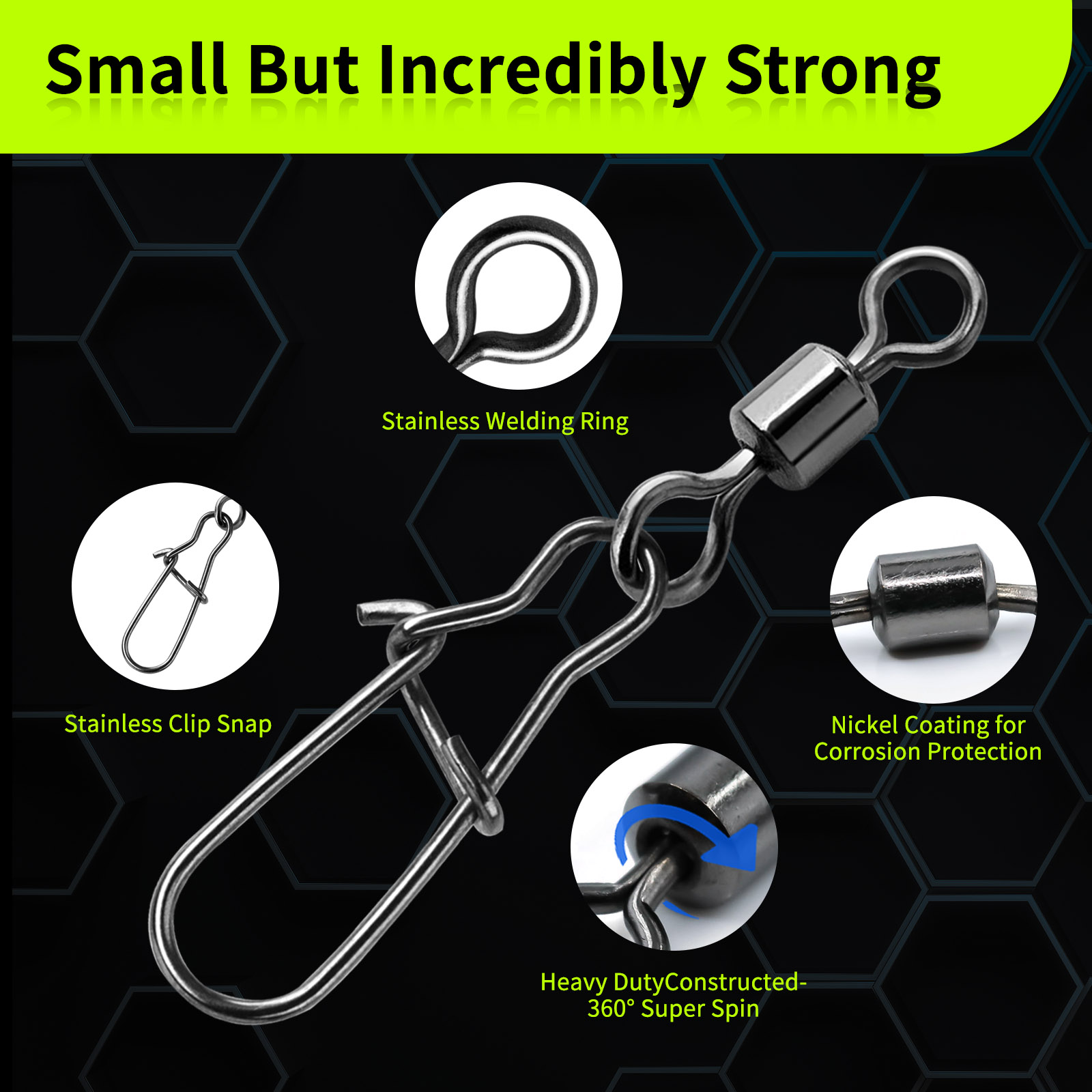 Duo-Lock Snap Swivels 50~200Pc - Fishing Hook Assortment 评论和价格