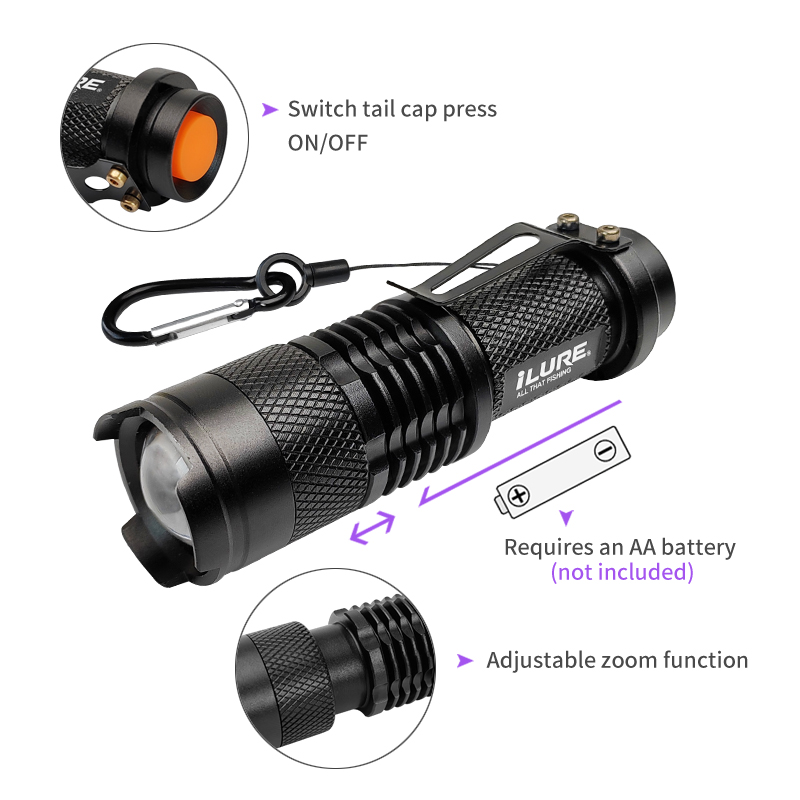 Mini UV Flashlight 395nm Ultra - Fishing Hook Jig 评论和价格
