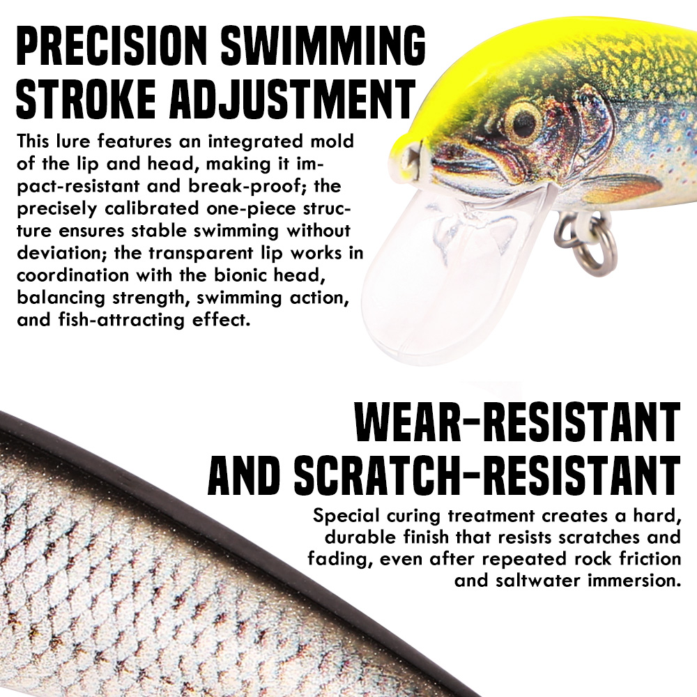 B&U Sinking Minnow Fishing Lur - Fishing Hook Treble 评论和价格
