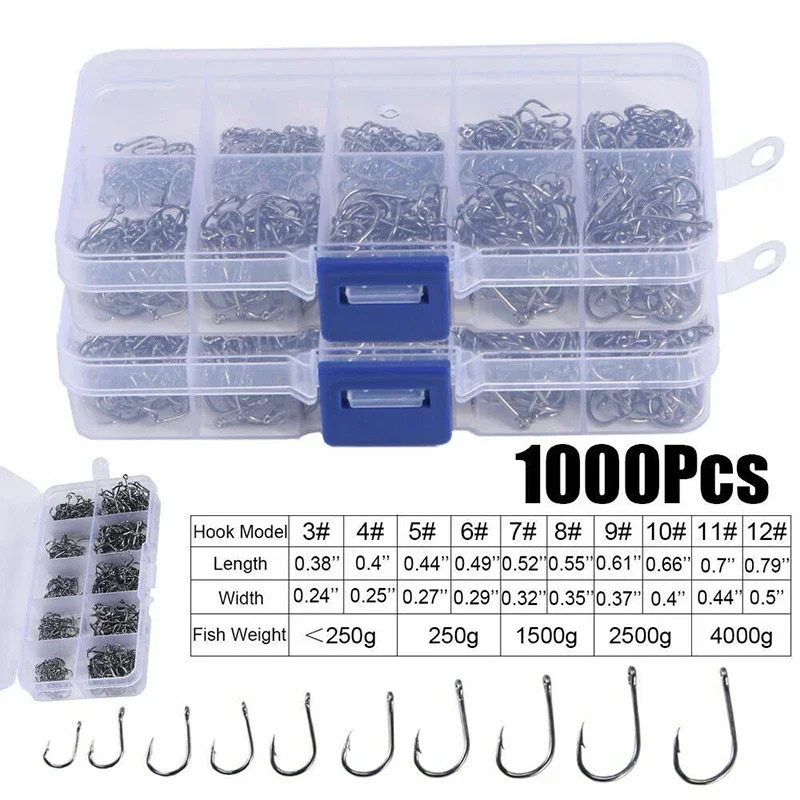 50-1600Pcs/BoxFishing Hooks Ca - Fishing Hook Assortment 评论和价格