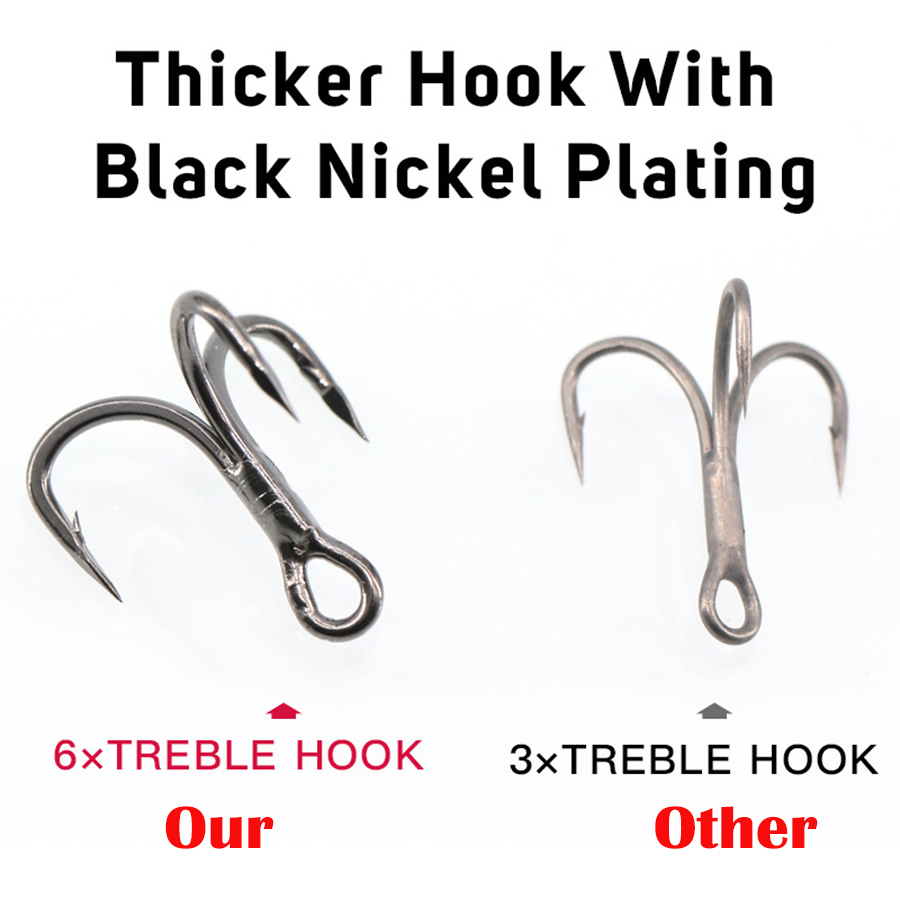 6X Fishing Treble Hooks Black  - Fishing Hook Assortment 评论和价格